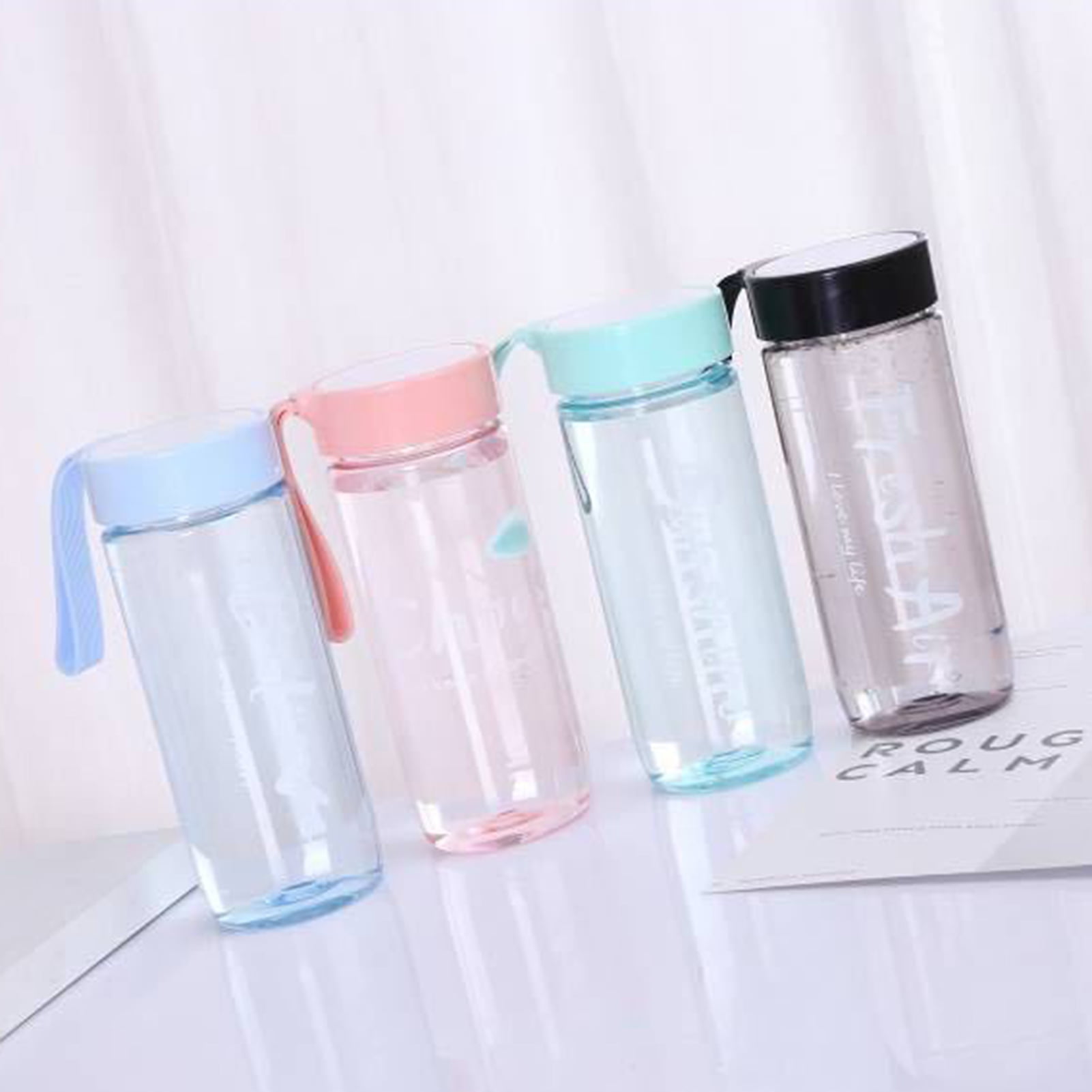600 ml Clear Water Bottle Leak Proof BPA FREE with Stainless Steel Base & Lid 