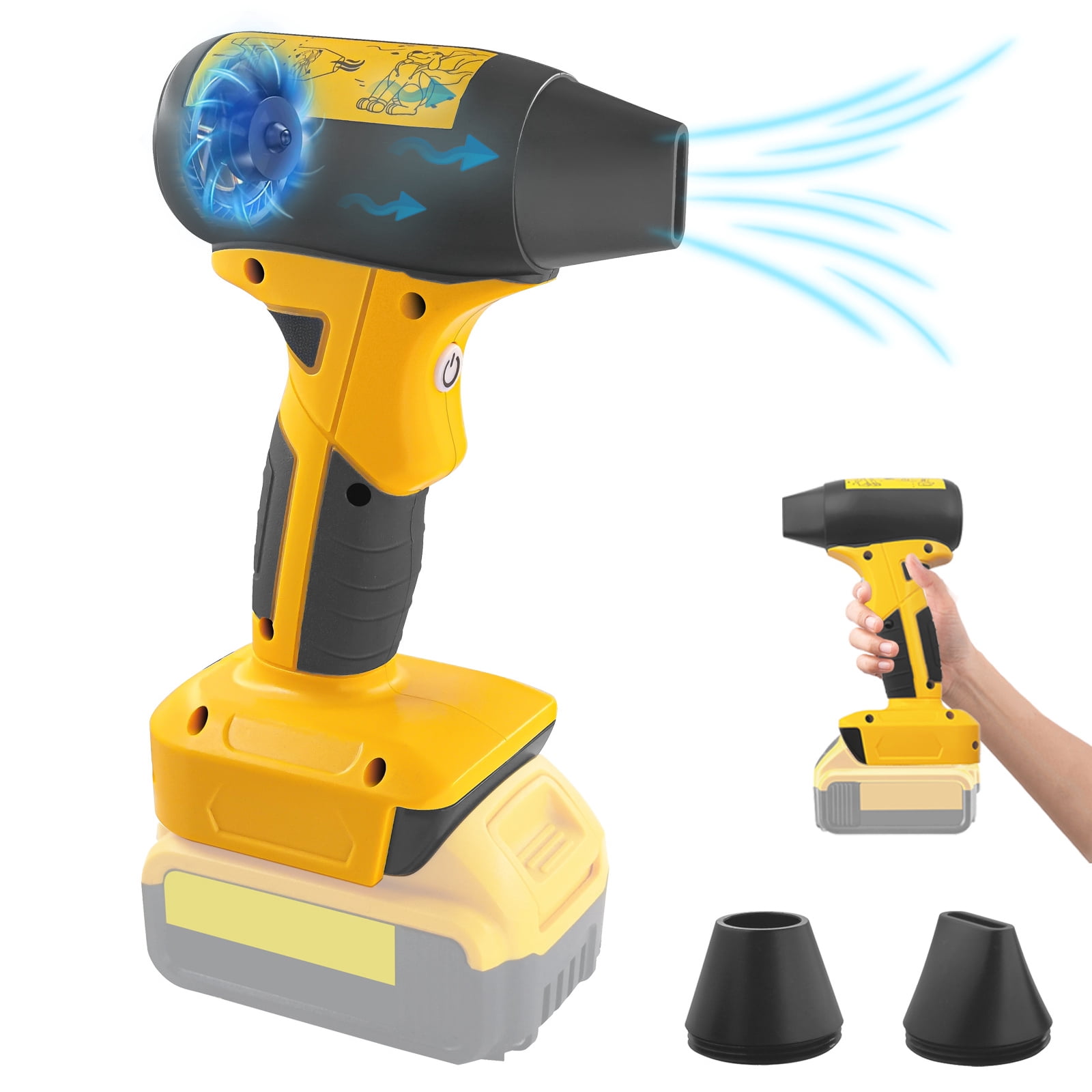 RUISINERY Small Leaf Blower Cordless Violent Fan Compatibles with 18-20V Battery 4 Adjustable Speeds for Car Drying and
