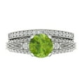 thumbnail image 2 of Clara Pucci 18K White Gold 2.095 Natural Peridot Engraveable Engagement Ring + Wedding Band Set, 2 of 7