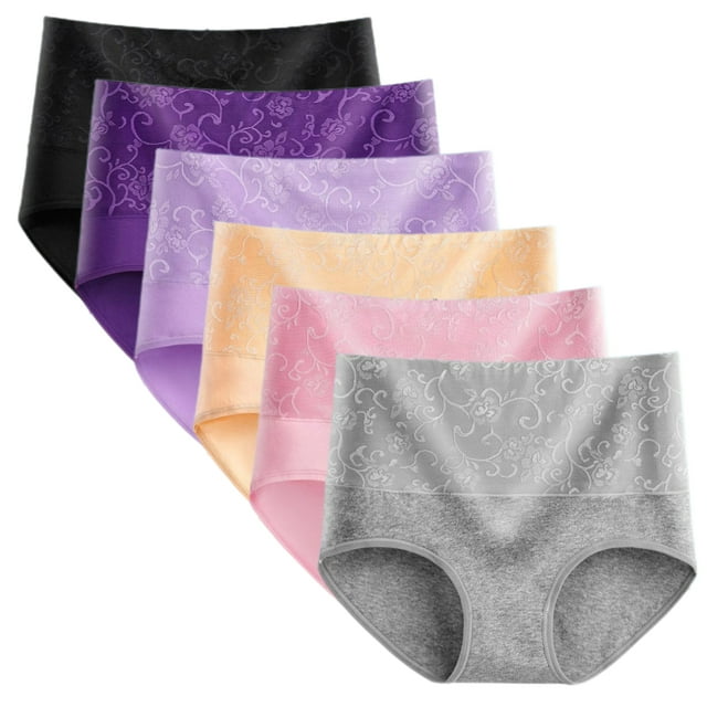 Hbhpov Culottes Taille Haute pour Femmes en Coton Extensible, Lot de 6, Taille P-3TG