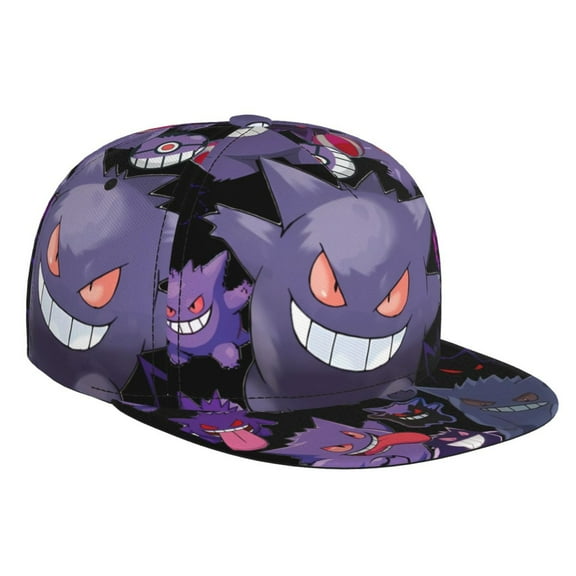 Gengar Baseball Cap For Men, Women & Kids, Classic Flat Brim Hat Hip Hop Trucker Hat Adjustable Snapback Hat