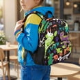 thumbnail image 3 of Jeiento Dinosaur Preschool Lightweight Backpack for Toddler, 13.5 Inch Kids School Bag for 3-5 Year Old Boys, 2 Front Zipper + 2 Mesh Side Pockets Bookbag, 3 of 7