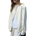thumbnail image 2 of Women's Jackets Casual Basic Zip Up Cropped Jacket Milky White L, 2 of 10
