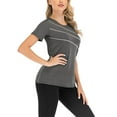 thumbnail image 2 of Innerwin Haut d'Entraînement Col Rond T-Shirt Femme Yoga Ourlet Évasé Séchage Rapide Gris Foncé TG, 2 of 9