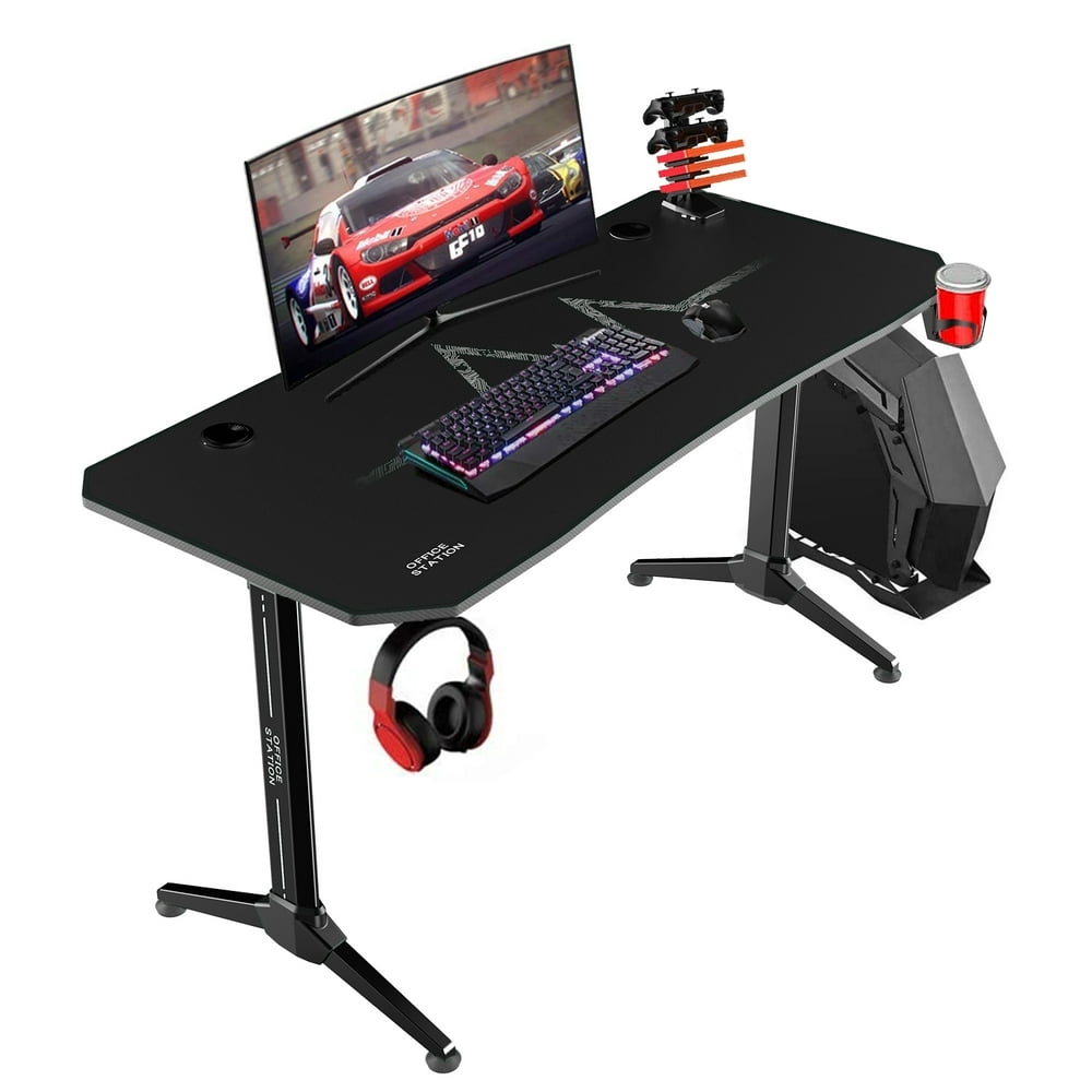 Walnew 55 Inches YShape Gaming Desk Carbon Fiber Surface Modern Racing