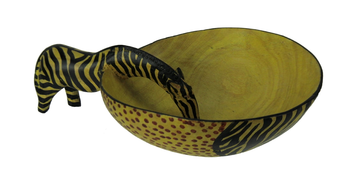 Hand Carved Wooden Zebra Decorative Bowl 10 1/4 Inches Long Walmart