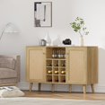 Anmytek Oak Rattan Wine Bar 2Door Farmhouse Liquor