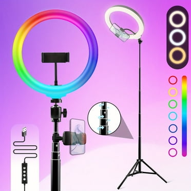 10" Ring Light with Tripod Stand & Phone Holder, Selfie Ring Light with 63" Tripod Stand with 15 RGB Modes and 10 Brightness for YouTube/Instagram/Video/Photography/Live Streaming