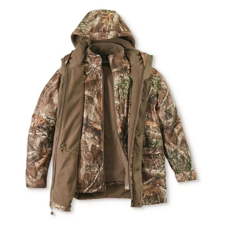 Bolderton Elite Camo Hunting Jacket for Men, 3-in-1 Parka, Waterproof Insulated Rain Gear, Warm Winter Coat with Fleece Liner