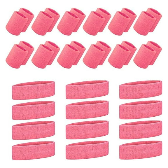 36 PCS Sweatbands Set, Cotton Sports Sweat Band (12 Headbands & 24 Wristbands)