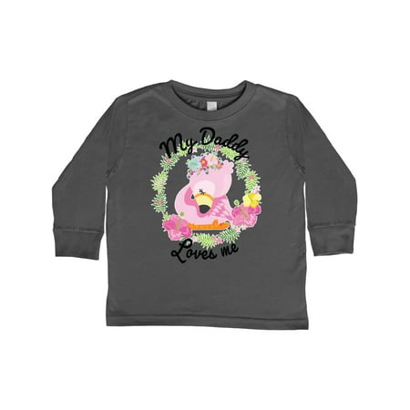 

Inktastic Baby Flamingo My Daddy Loves Me in Flower Wreath Gift Toddler Boy or Toddler Girl Long Sleeve T-Shirt