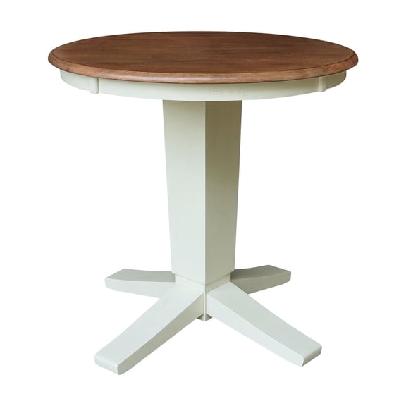 30" Solid Wood Round Top Pedestal Dining Table - 29.9" High - Multi-Color