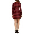thumbnail image 4 of INSPIRE CHIC Women's Vintage Plaid Zip up Long Sleeve Fit and Flare Mini Dress, 4 of 6