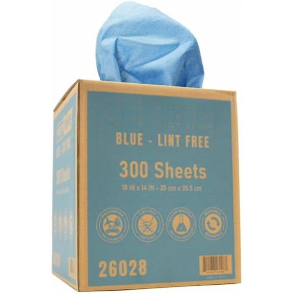 Prep Wipe Lint-Free Towels – Heavy Duty Cloths for Household & Industrial Use, Disposable Rags, Nonwoven Wipes, 300-Pack, 9" x 17" (Blue)