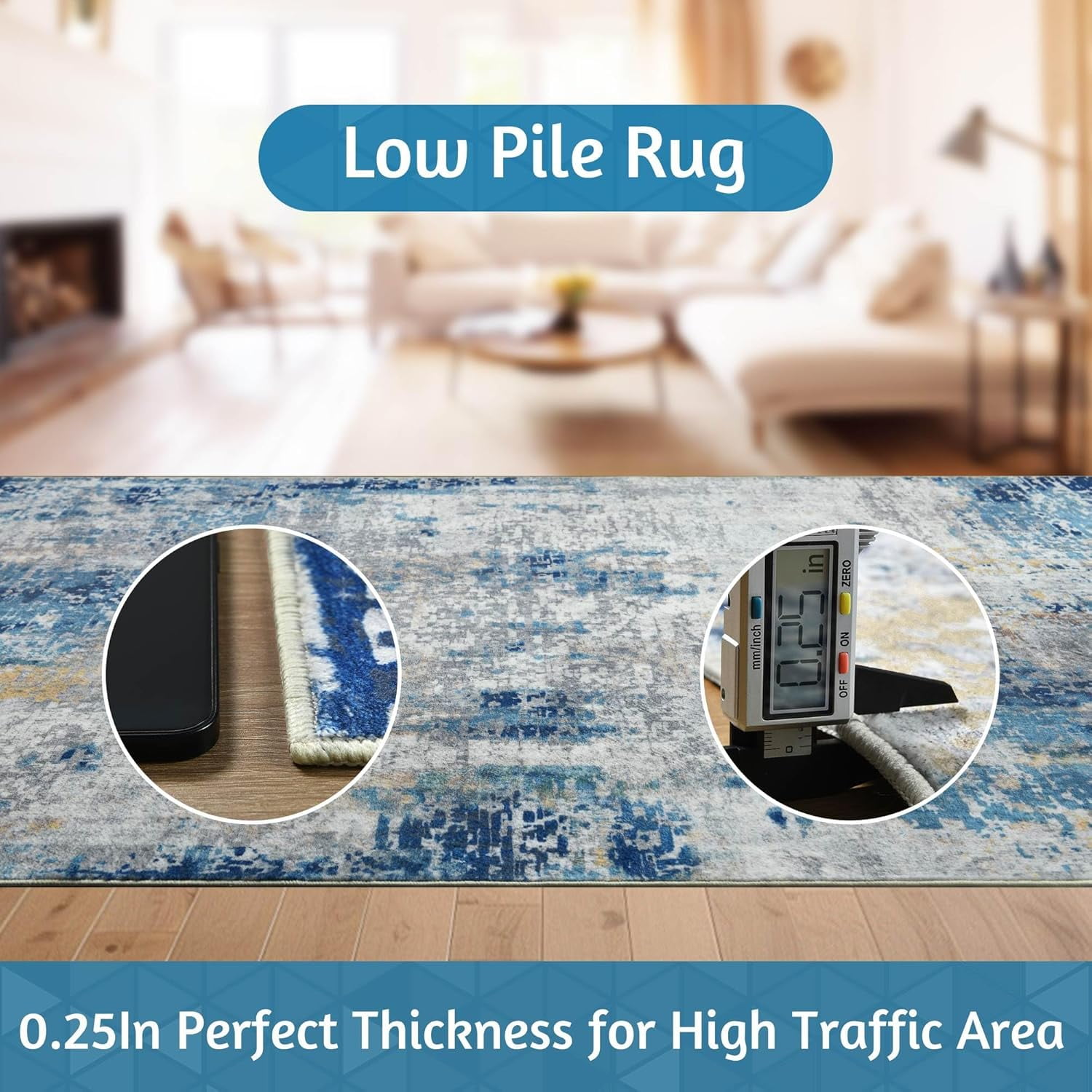 Lochas Modern Abstract Rugs for Bedroom Area Rug for Living Room Decor Soft Accent Carpet,2'x3',Blue
