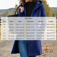 thumbnail image 4 of Husipze Women Winter Casual Single Breasted Hooded Jacket Pea Coat Long Wool Blend Coat Jacket Trench Coat Overcoat Dark Blue 3XL, 4 of 7