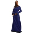 thumbnail image 4 of Huowey Medieval Witch Gothic Dresses Halloween Costumes For Women Fancy Cosplay Party Gown Crew Neck Long Sleeve Elegant Halloween Dress,Blue,L, 4 of 8