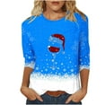 thumbnail image 2 of New Years Today 2025 Christmas Blouses for Women Plus Size 5X,Red Santa Christmas Tops for Women - Festive Flair,Christmas Tops for Women Long Sleeve - Blue XXXL, 2 of 4