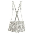 thumbnail image 6 of Sxiwei Men's Shiny Metallic Bib Overalls Dungarees Suspender Hot Shorts Pants Festival Party Clubwear Silver M, 6 of 7