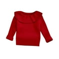 thumbnail image 1 of Chandail Décontracté Tricoté Uni pour Filles Manches Longues Col Rond Rouge, 1 of 4