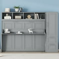 thumbnail image 3 of Full Size Murphy Bed with Closet and Drawers, Wall Bed with Built-in Top Shelf, Can Be Folded Into A Cabinet, for Guest Room Small Room, Space Saving & No Box Spring Needed, Gray, 3 of 8