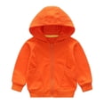 thumbnail image 4 of CYRBOKO Boys Zip Up Hoodies, Lightweight Fall Casual Long Sleeve Kids Sweatshirts Outerwear with Pockets Orange Size 1-2 T, 4 of 5