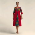 thumbnail image 5 of Bintarealwax African Dress for Women Print Three Quarters Sleeves High Waist A Line Ankara Dress Elegant WY11037, 5 of 5