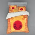 thumbnail image 2 of Ambesonne Japanese Bedding Set 3 Pcs, Ninjas Vintage Sunset, Twin, Mustard and Purple, 2 of 3