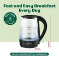 thumbnail image 2 of BELLA 1.7 Liter Glass Electric Kettle, Quickly Boil 7 Cups of Water in 6-7 Minutes, Soft Blue LED Lights Illuminate While Boiling, Cordless Portable Heater, Carefree Auto Shut-Off, Black, 2 of 6
