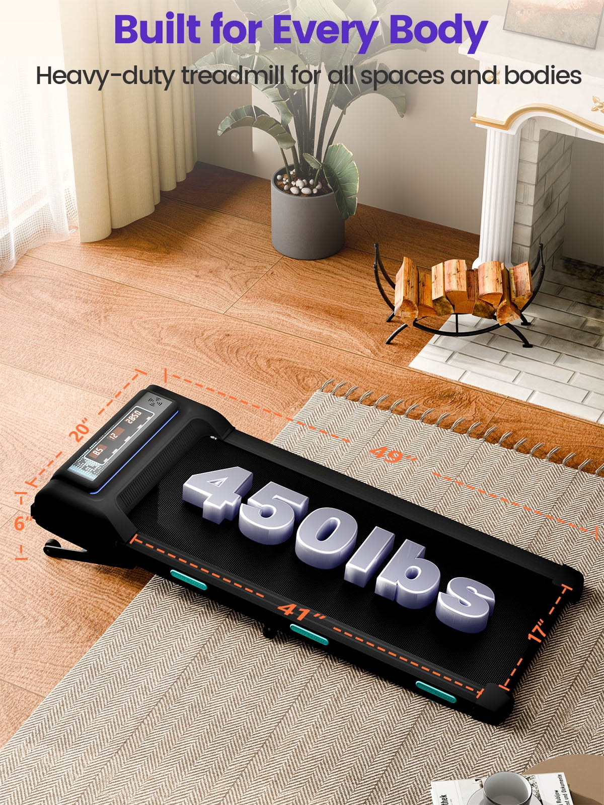 Chiccushion Auto Incline Treadmill, 3.5hp, 450 lbs, 0.6-6.8 mph Speed, 12 Percent Incline,Remote Control, Led Display & App Connect for Home Use