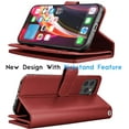 thumbnail image 4 of Tekcoo Wallet Case for iPhone 12 Pro Max / iPhone 12 Mini 2020 Luxury ID Cash Credit Card Slots Holder Carrying Pouch Folio Flip PU Leather Cover [Detachable Magnetic Hard Case] Lanyard - Wine Red, 4 of 6
