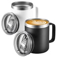 thumbnail image 1 of MXHIGO 2Pcs Taza de Caf&eacute; Aislada de Acero Inoxidable de 350ml/12oz con Tapa Deslizante, Termo Taza de Caf&eacute; de Viaje con Asa, Vaso T&eacute;rmico de Fr&iacute;o y Caliente, 1 of 7