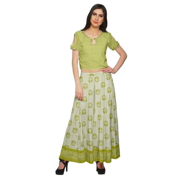 Moomaya Crop Top And Palazzo Set Party Wear Printed Santoon Ethnic Set For Girl