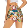 thumbnail image 3 of Disketp Retro Summer Stamp Print Women's Shorts Workout Shorts for Athletic Gym Running Shorts with Phone Pockets Large, 3 of 8