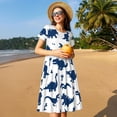 thumbnail image 4 of Defioc Cute Cartoon Dinosaurs Pattern Womens Summer Dresses Short Sleeve Sundress 2025 Beach Vacation Dresses with Pockets -Medium, 4 of 6