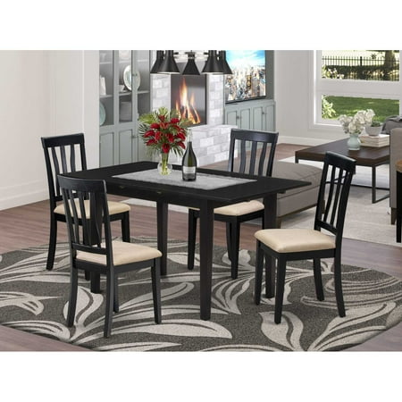 East West Furniture Dining Table- Dining Chairs NOAN5-BLK-C East West Furniture Dining Table- Dining Chairs NOAN5-BLK-C