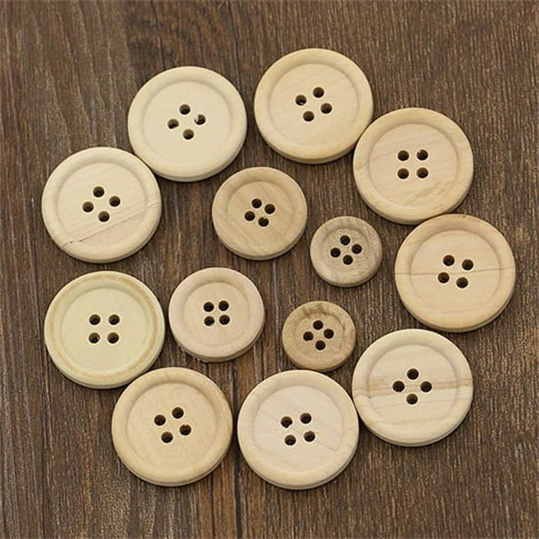 Natural Color Wooden Buttons 4 Holes Wood Button Sewing Craft Accessories  50Pcs