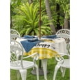 thumbnail image 2 of Outdoor Tablecloth with Umbrella Hole and Zipper, Yellow Bees Gnomes Round Table Cloth 54 Inch Waterproof Tablecloth, Farmhouse Spring Floral Checkered Picnic Table Cover for Patio Camping, 2 of 7