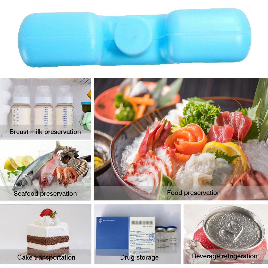 Freezer Ice Blocks Cool Bag Box Pack of 2 Picnic Travel Cooling Lunch Blue 