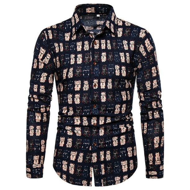 Camisa de lujo retro para hombre blusas de manga larga con botones camisas de talla grande camisetas de alta gama ropa para hombre camisetas para hombre Walmart en linea