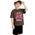 thumbnail image 3 of CPNG Girls Summer T-shirt Bow Cherry Heart Print Loose Casual Stylish Crewneck Short Sleeve Cool Sports Top(Coffee,6-7 Years), 3 of 8