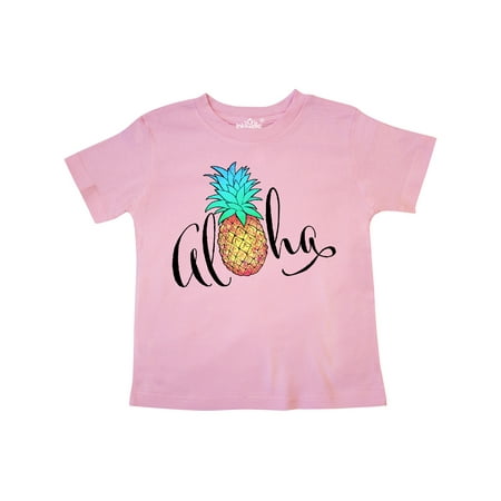 

Inktastic Aloha- in cursive with pineapple rainbow colors Gift Toddler Boy or Toddler Girl T-Shirt