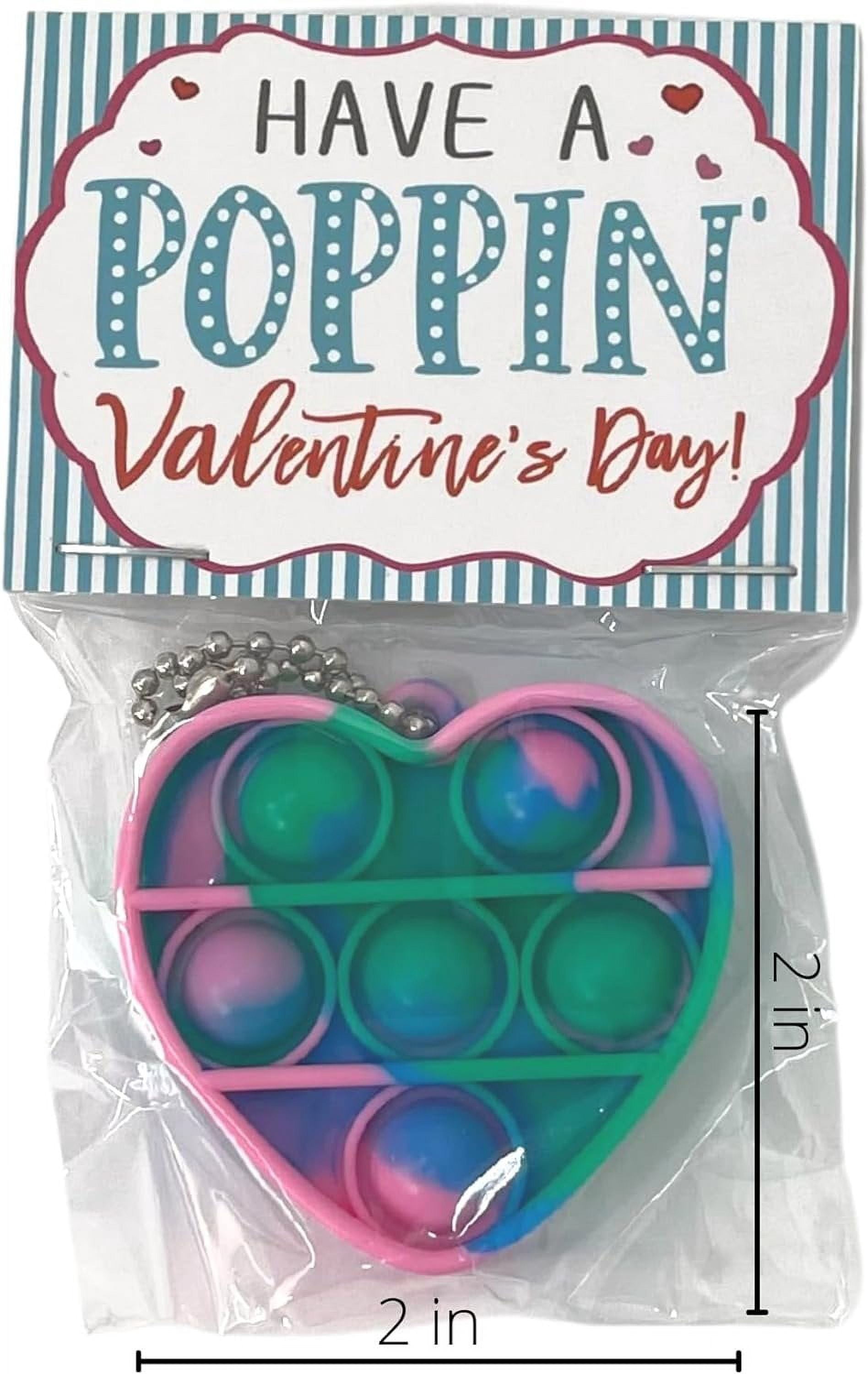 Heart Pop It Bracelet Valentines Class  24 Pack School Fidget Toys Unique Vday Bulk Hearts Cards Poppin in Happy Vday