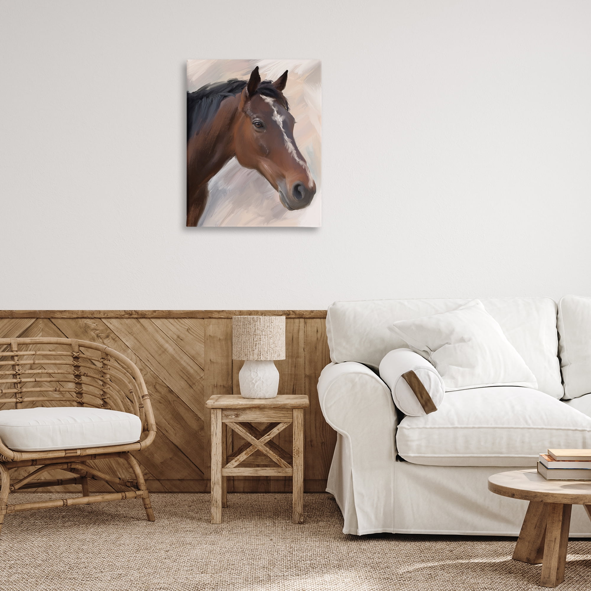 Stupell Industries Brown Farm Horse Animals Painting Wrapped Canvas Art Print Wall Art, 24 x 30