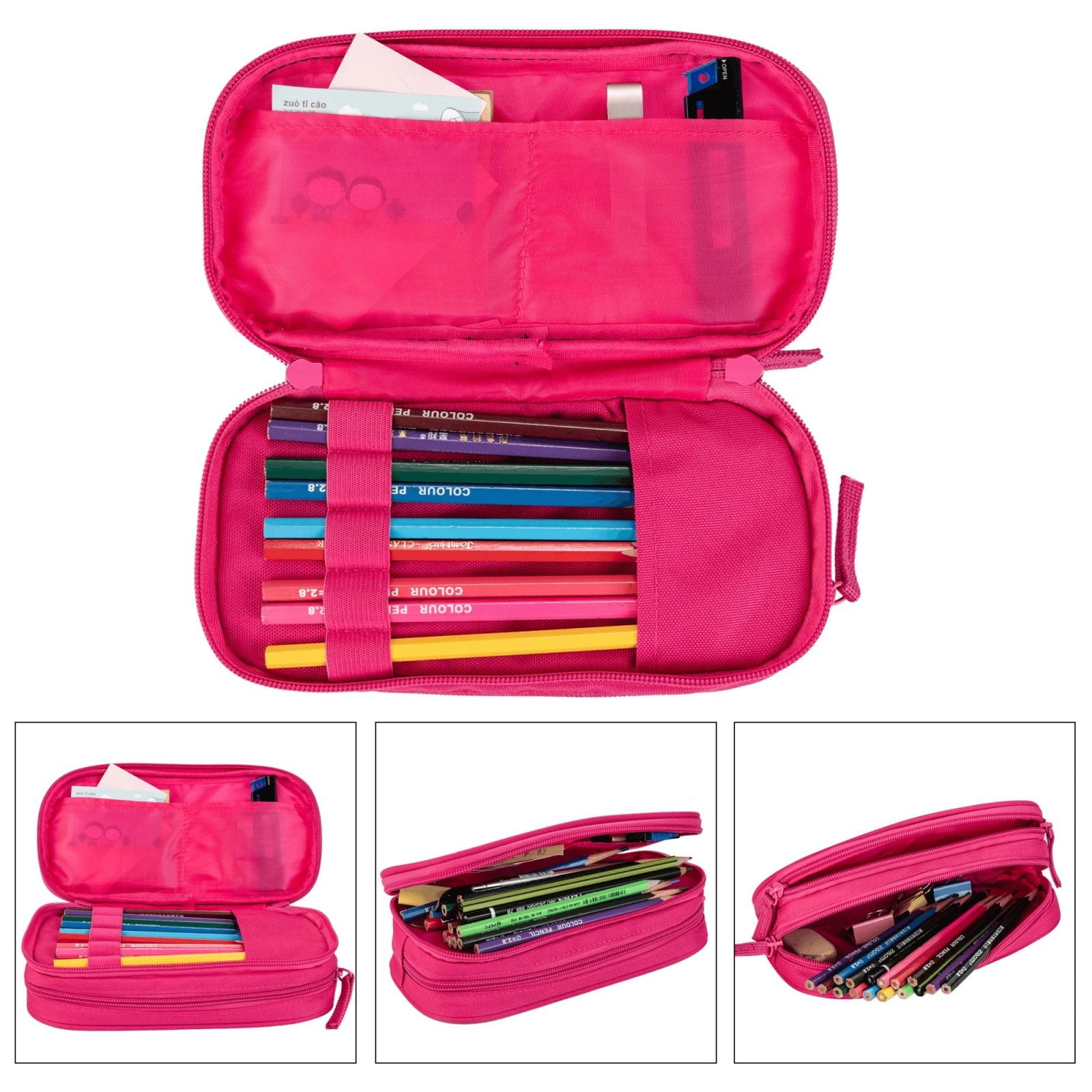 The Powerpuff Gi-rls Pencil Case Large Capacity Pencil Pouch Penbag Office Stationery Organizer Travel Makeup Bag Pink