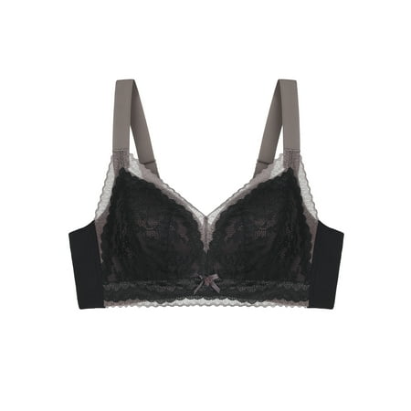 

Agnes Orinda Juniors Plus Size Bras Full Figure Lace Double Layer Wirefree Support Bra