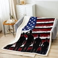 thumbnail image 2 of American Flag Blanket Soldier Silhouettes Fleece Blanket for Veteran'S Day,Vintage White Blue Red Stars and Stripes Fuzzy Blanket Military Army Style Flannel Blanket for Soldiers Gift,Queen, 2 of 6