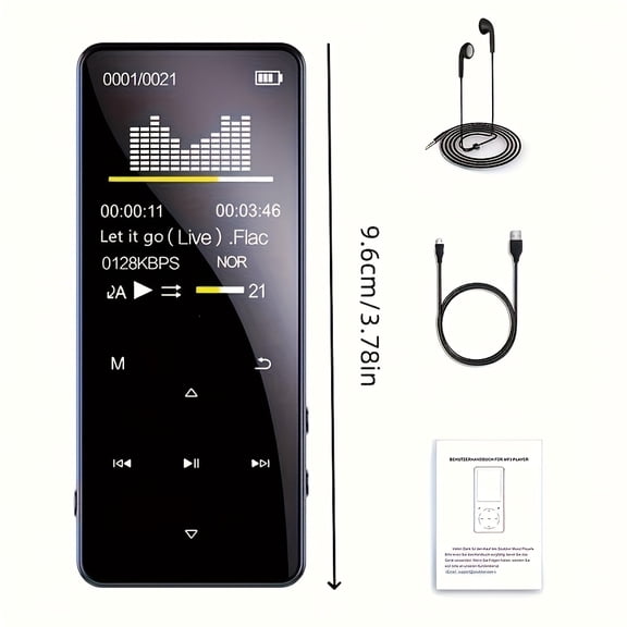 64G 4G MP3 Player with Hi-Fi Sound, Bluetooth 5.0, Built-in Speaker, USB Charging, E-Book & Voice Recorder, Supports up to 128GB for Sports & Portable Entertainment