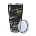 thumbnail image 2 of KLL Monochrome Mushroom Artwork Print 40oz Stainless Steel Insulated Car Cup with Spillproof Lid - Keep Your Drink Hot or Cold on the Go-Straw Three-piece Set, 2 of 8