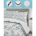thumbnail image 3 of Twin Quilt Bedding Set, Blue Leaves Reversible Summer Quilt 3 Pieces, Modern Minimalist Leaf Botanical Vintage Lightweight Bedspreads Coverlets with 2 Pillow Shams for All Seasons, 3 of 5
